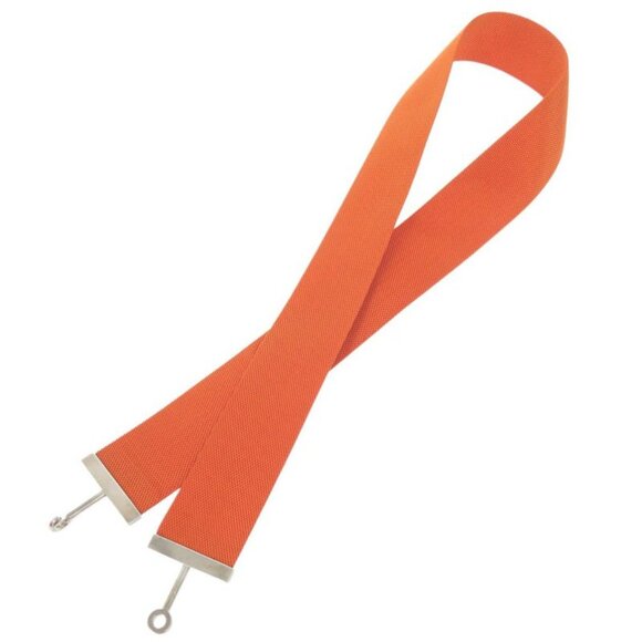 Hermes Hook Belt Waist Belt Nylon Metal Orange Engraved I 0566